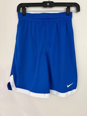Nike boys Athletic Dri Fit Shorts Blue with White Trim Size Large